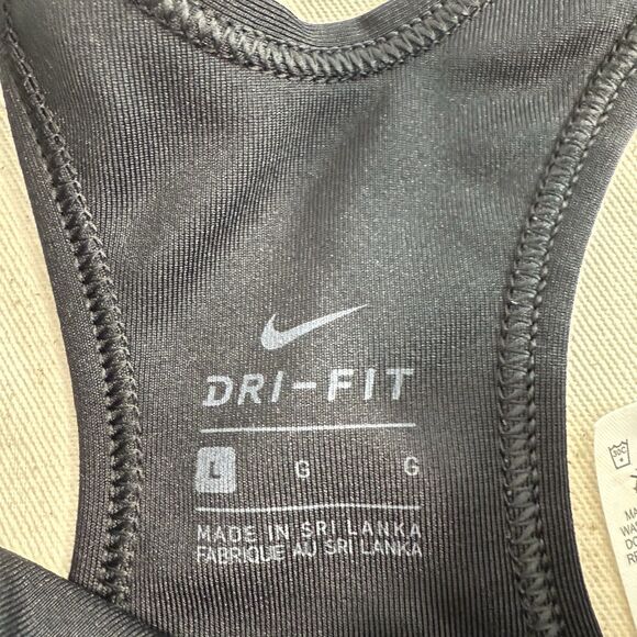 Nike Size Large Women's Classic Logo Dri-fit Sports Yoga Bra Black - Picture 3 of 7